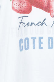 Product shot of the Fraiche Tee – White in colour White, showing detail