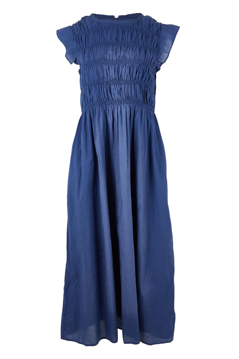 Product shot of the Memphis Dress – Deepblue in colour Deepblue, from the front