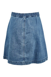 Product shot of the Amanda Skirt in colour Denim (Blue), from the back