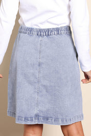 Model Pamelar wearing size 10 of the Elements Amanda Skirt - Vintage in colour Vintage, from the back