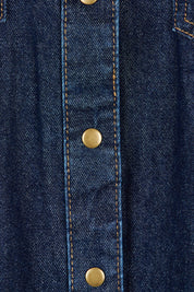 Product shot of the Sorcha Denim Dress in colour Indigoden (Blue), detail