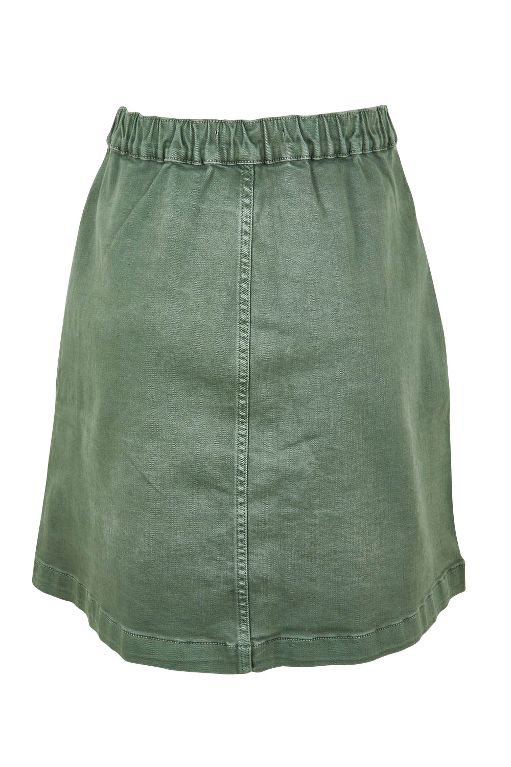 Product shot of the Elements Amanda Skirt in colour Khaki (Green), from the back