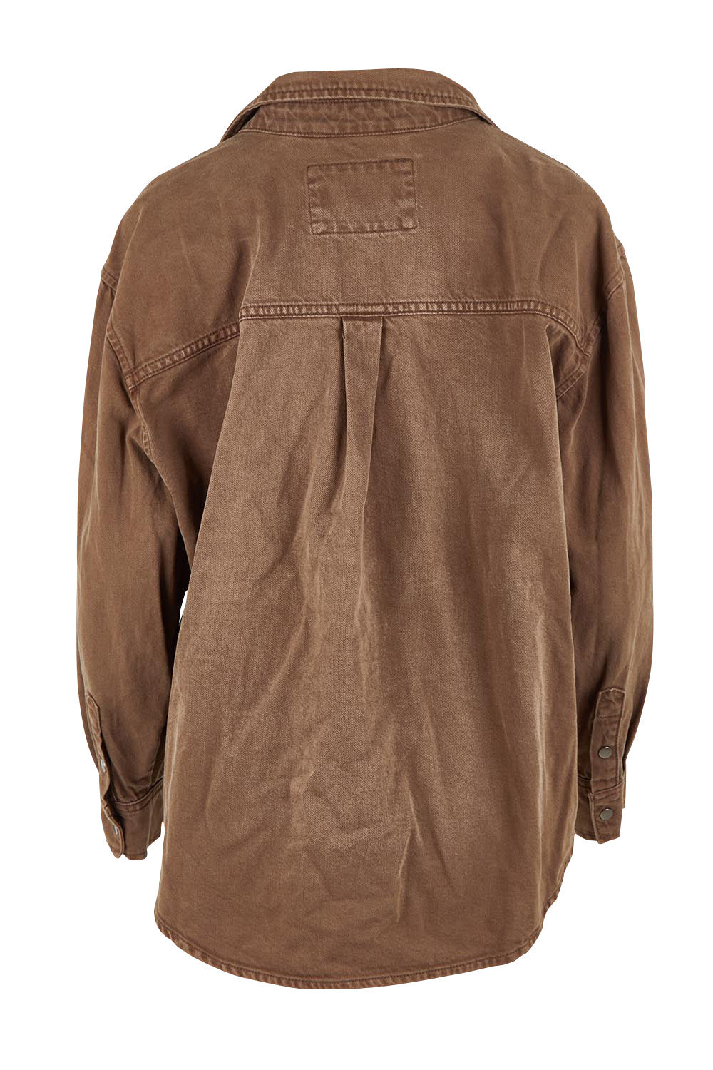 Product shot of the Daisy Denim Overshirt in colour Chocolate, from the back