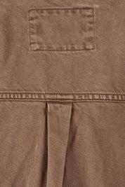 Product shot of the Daisy Denim Overshirt in colour Chocolate, detail
