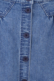 Product shot of the Amanda Cotton Blend Midi Skirt in colour Midblue (Blue), detail