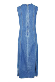 Product shot of the Solene Denim Dress in colour Midblue (Blue), from the back