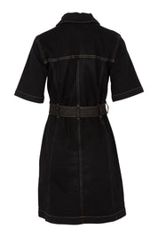 Product shot of the Riva Denim Dress in colour Black (Black), from the back