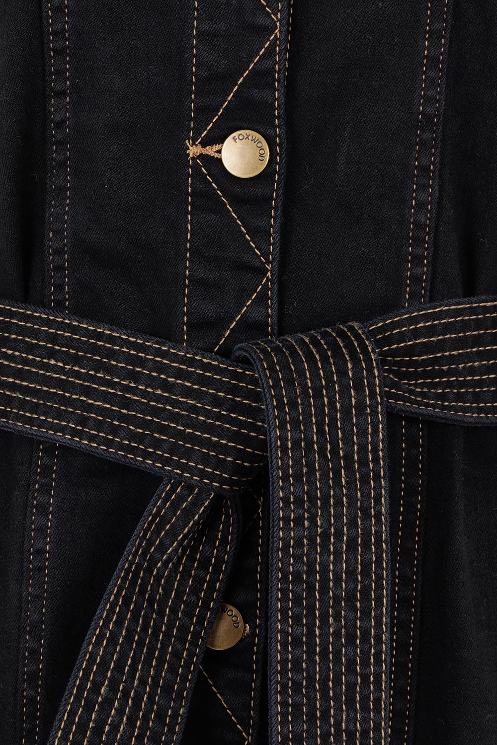 Product shot of the Riva Denim Dress in colour Black (Black), detail