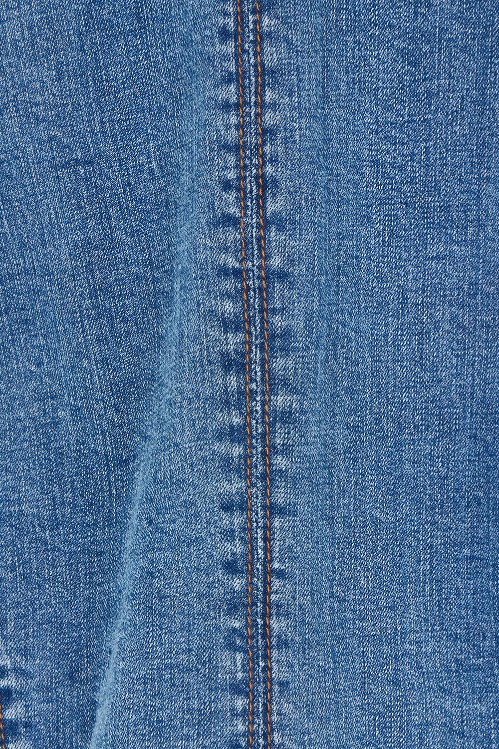 Product shot of the Abbott Denim Vest in colour Midblue (Blue), detail