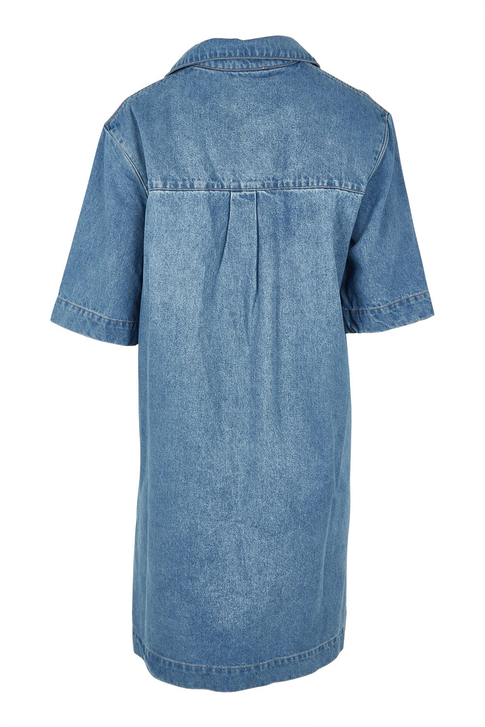 Product shot of the Monte Shirt Dress in colour Midblue (Blue), from the back
