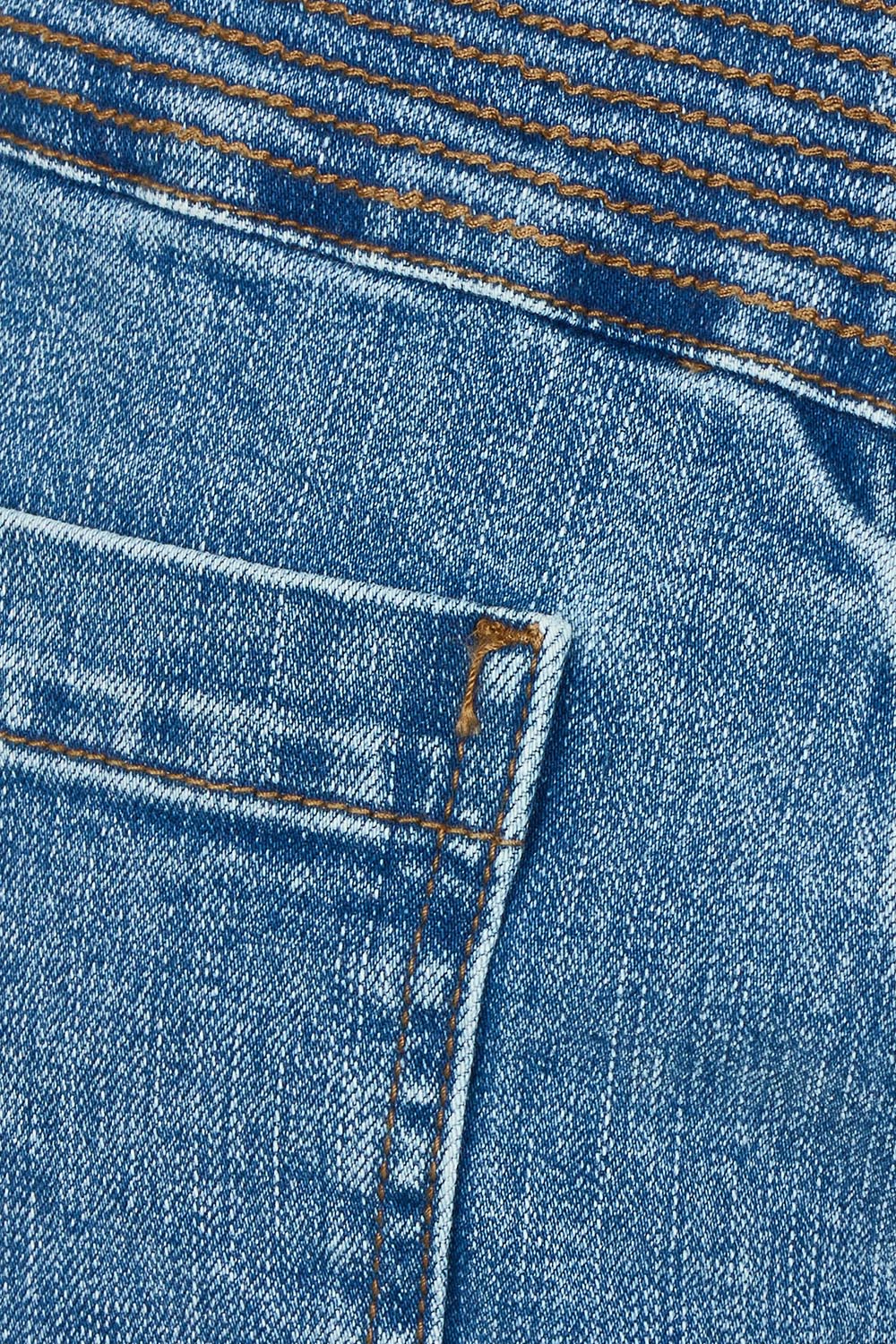 Product shot of the Elements Devi Denim Shorts in colour Midblue (Blue), detail