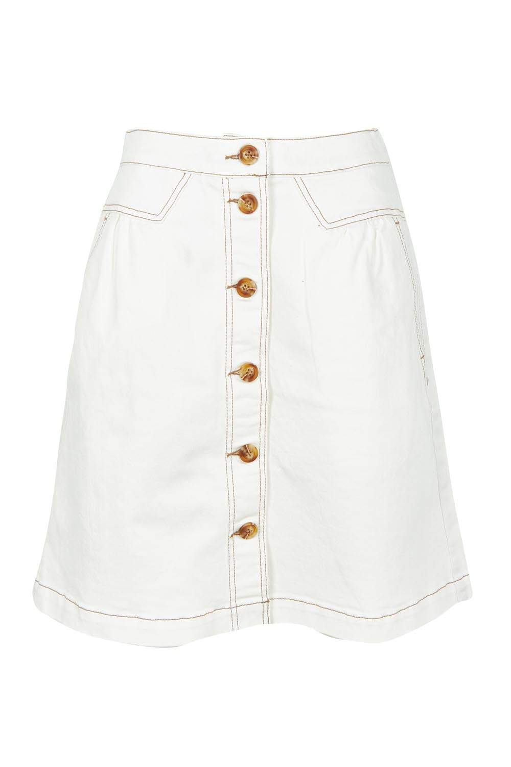 Product shot of the Elements Amanda Denim Skirt in colour White (White), from the front