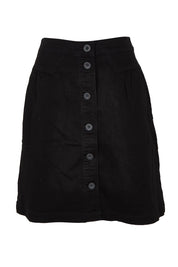 Product shot of the Elements Amanda Denim Skirt in colour Black (Black), from the front