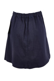 Product shot of the Elements Amanda Denim Skirt in colour Darksapph (Blue), from the back