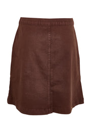 Product shot of the Elements Amanda Denim Skirt – Chocolate in colour Chocolate, from the back