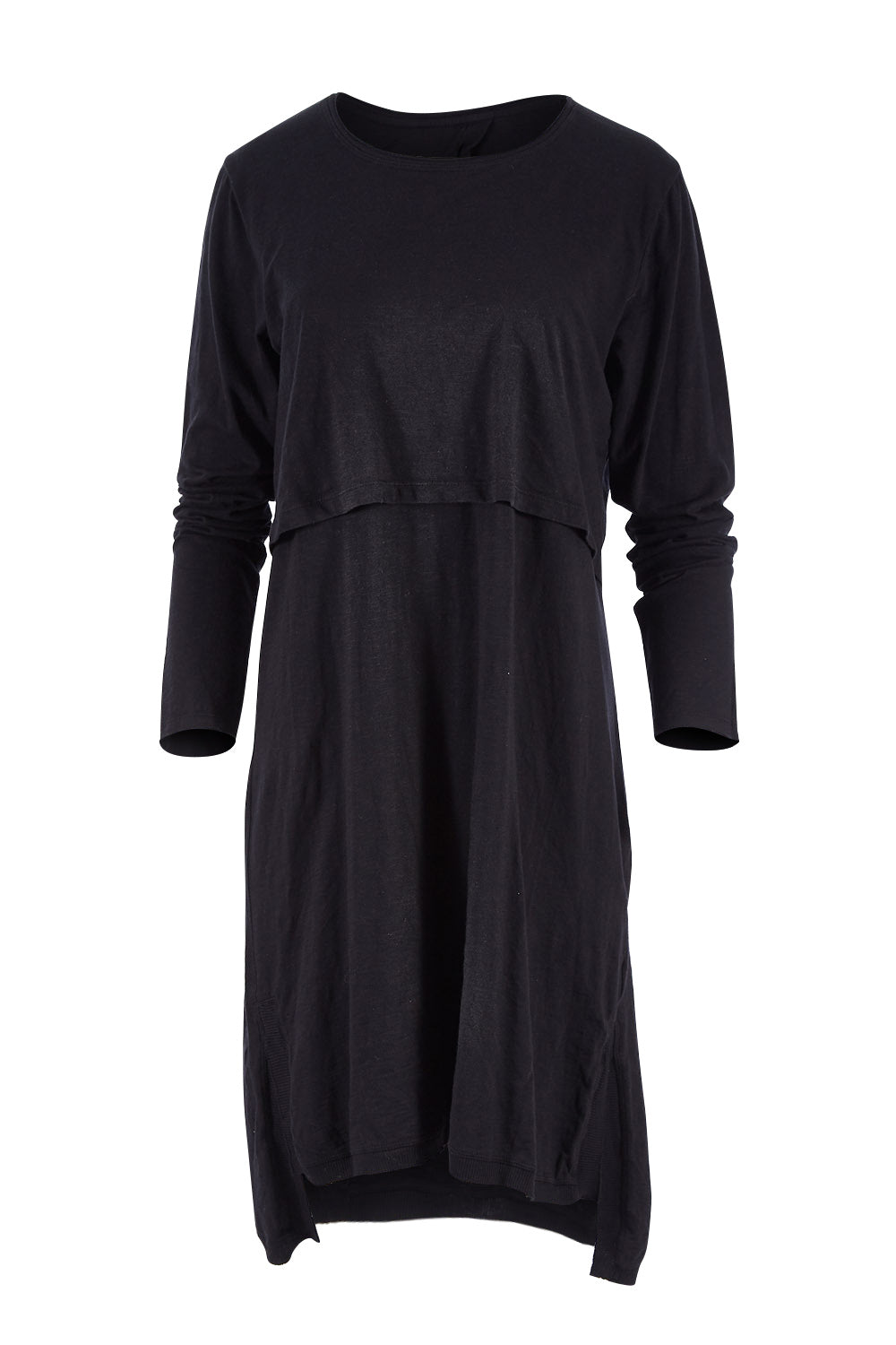 Product shot of the Elements Highline Long Sleeve Dress in colour Black (Black), from the front