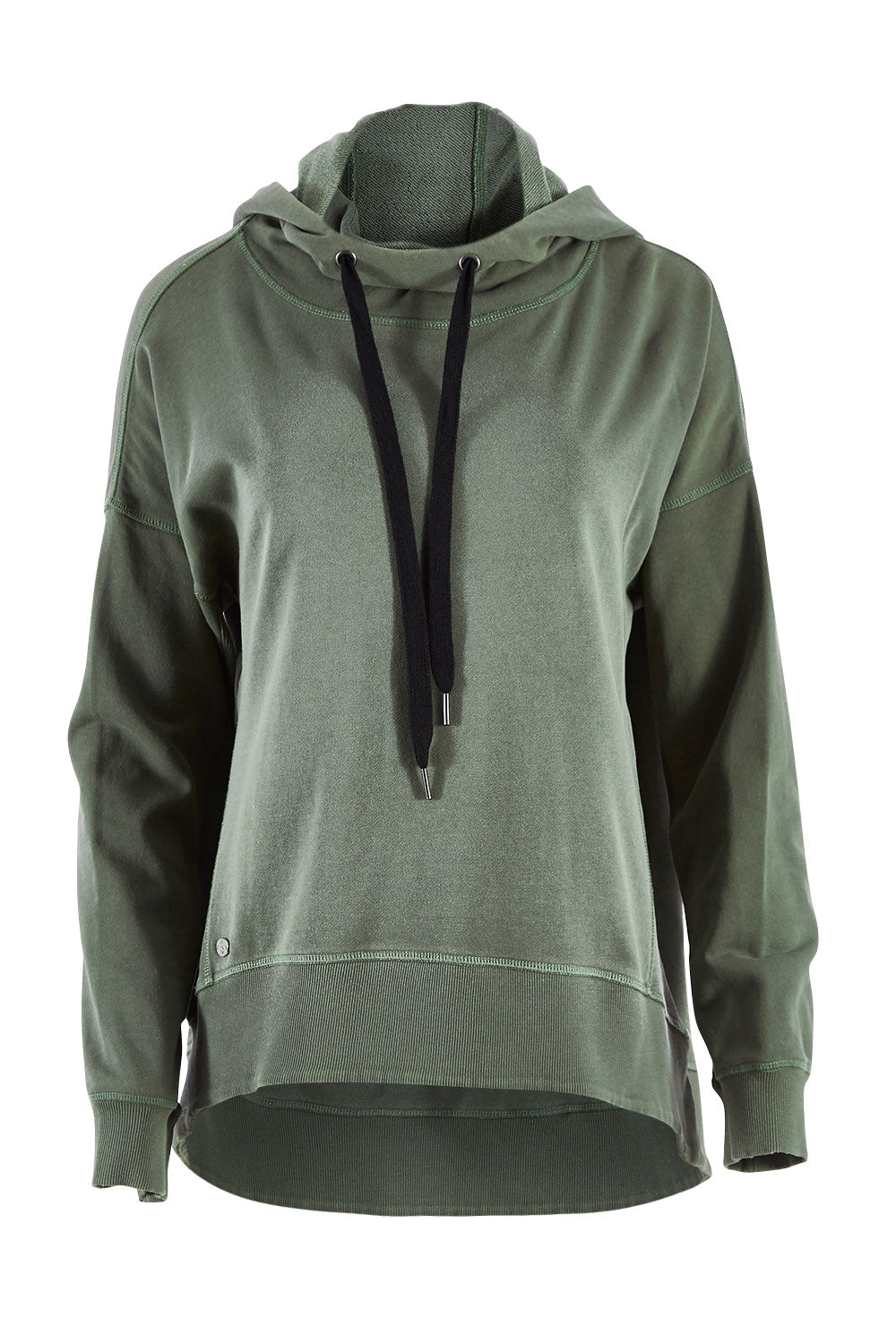Product shot of the Elements Jasmine Hoodie in colour Khaki (Green), from the front
