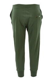 Product shot of the Chelsea Pant in colour Khaki (Green), from the back