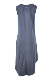 Product shot of the Elements Margot Dress in colour Navy (Blue), from the back