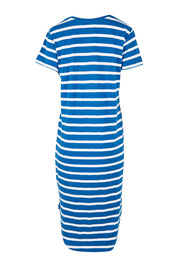Product shot of the Elements S/S Bouvier Dress in colour Bluewhit (Blue), from the back