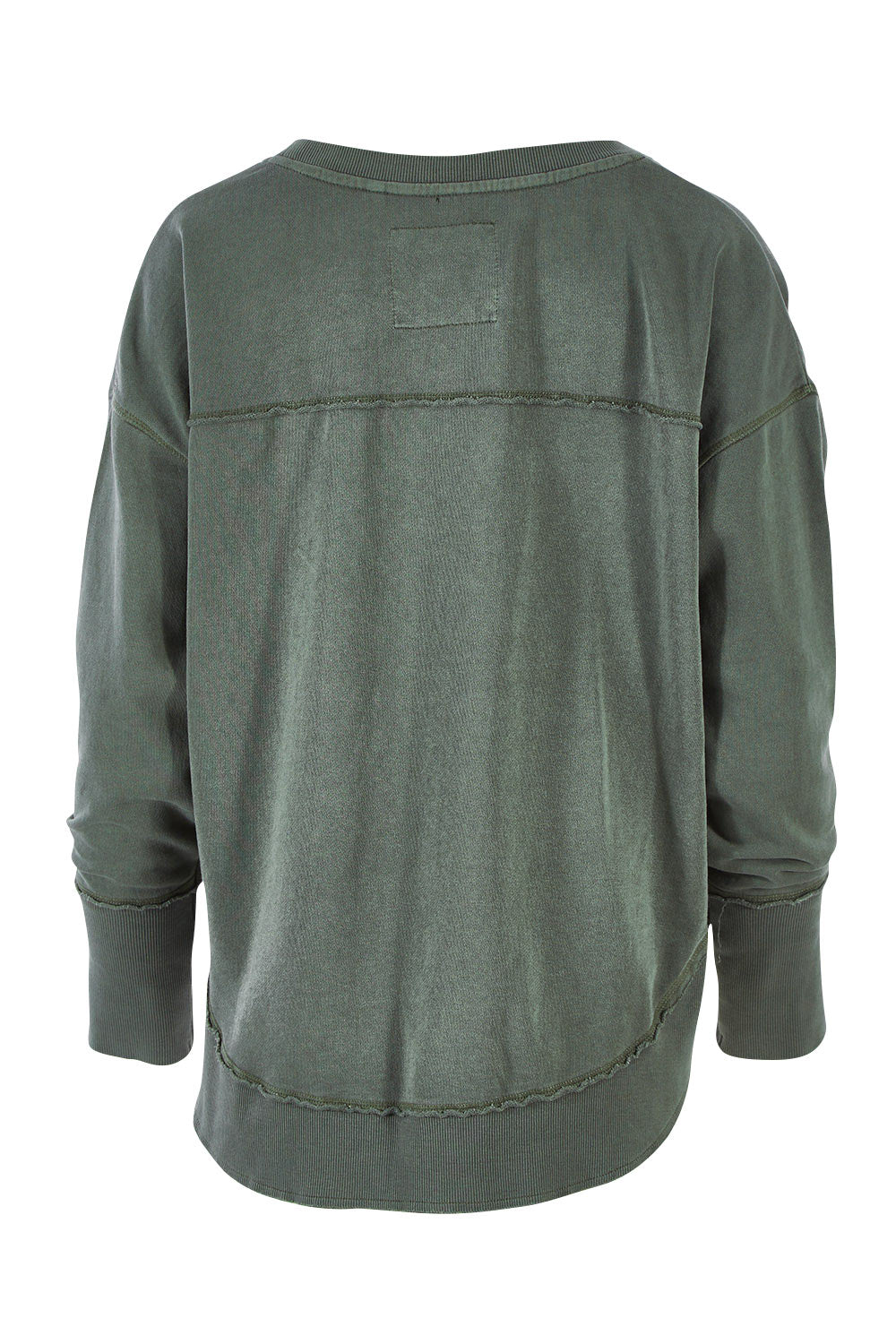 Product shot of the Elements Delilah Crew in colour Khaki (Green), from the back