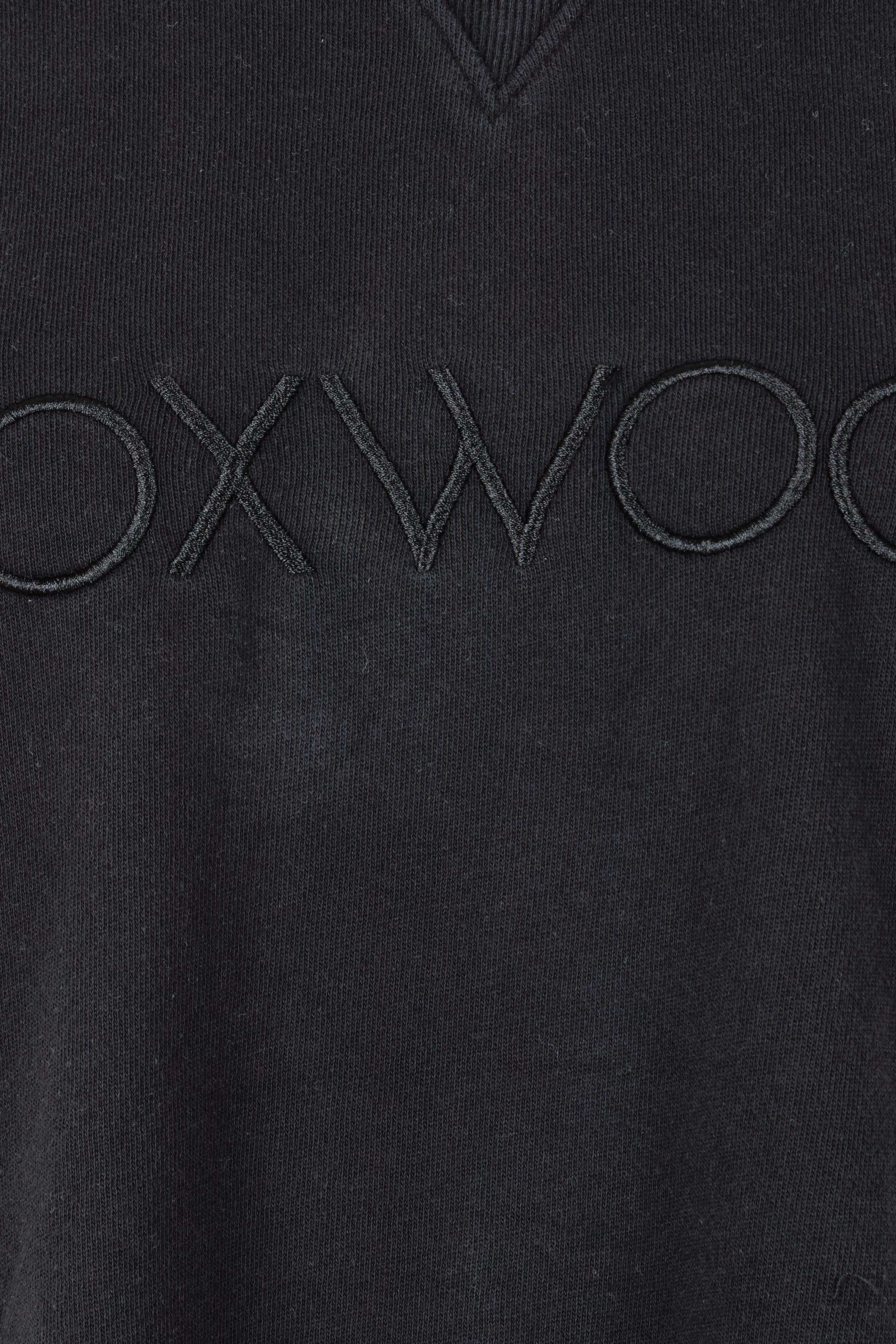 Product shot of the Elements Simplified Cotton Crew in colour Black (Black), detail