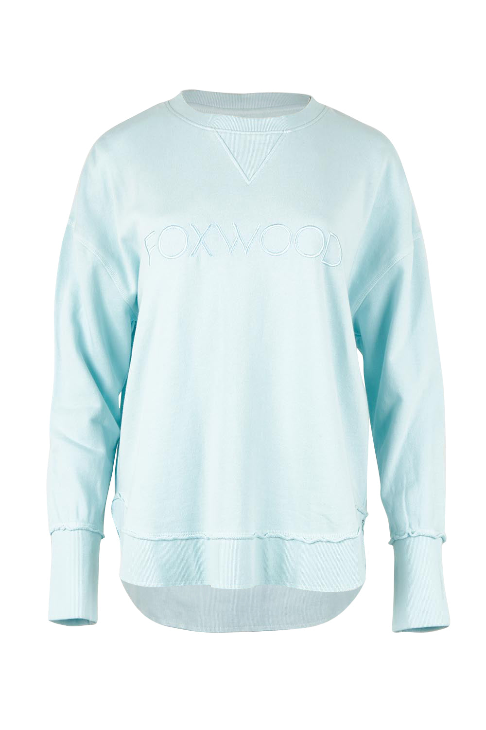 Product shot of the Elements Simplified Cotton Crew – Coolblue in colour Coolblue, from the front