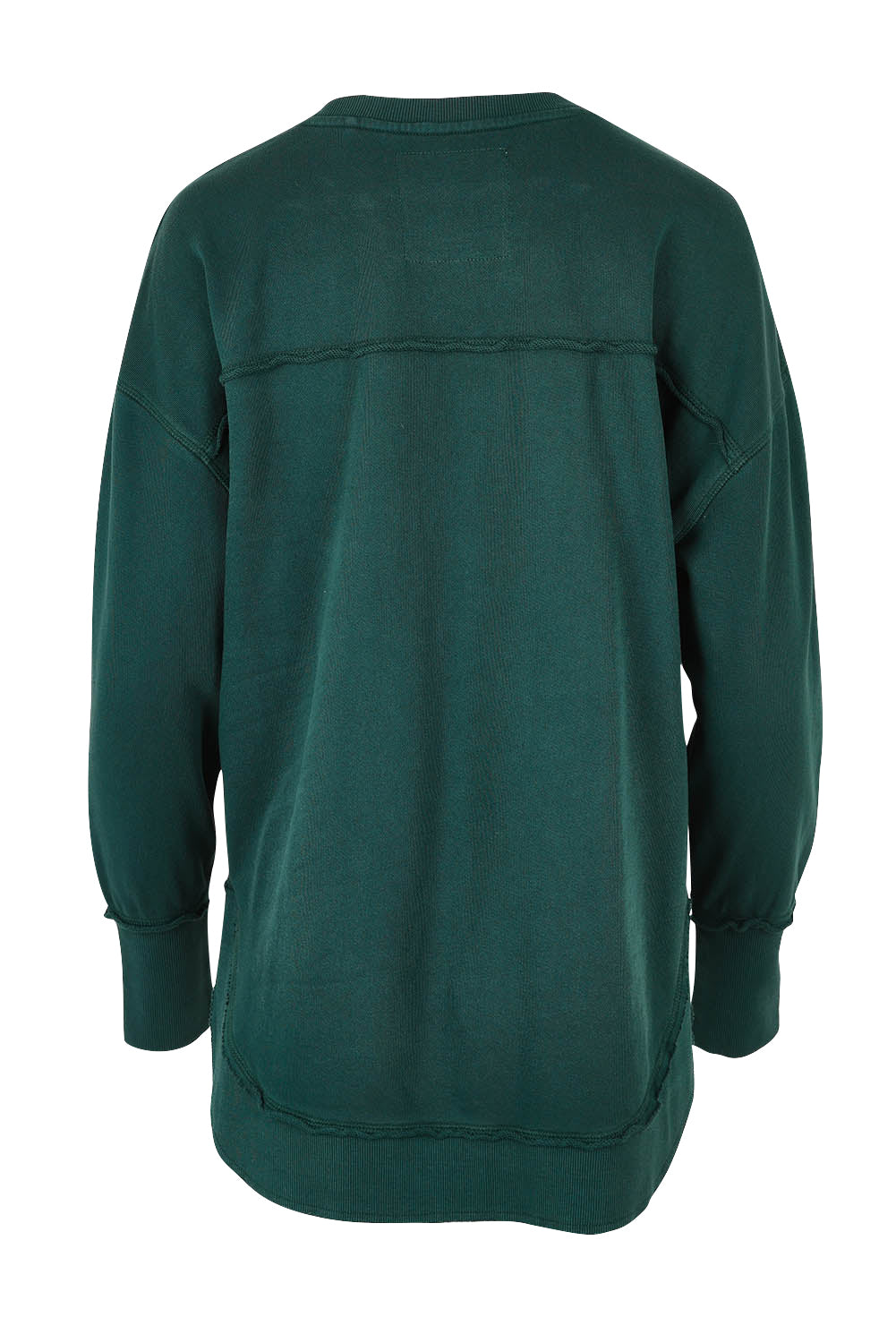 Product shot of the Elements Simplified Cotton Crew in colour Forest (Green), from the back