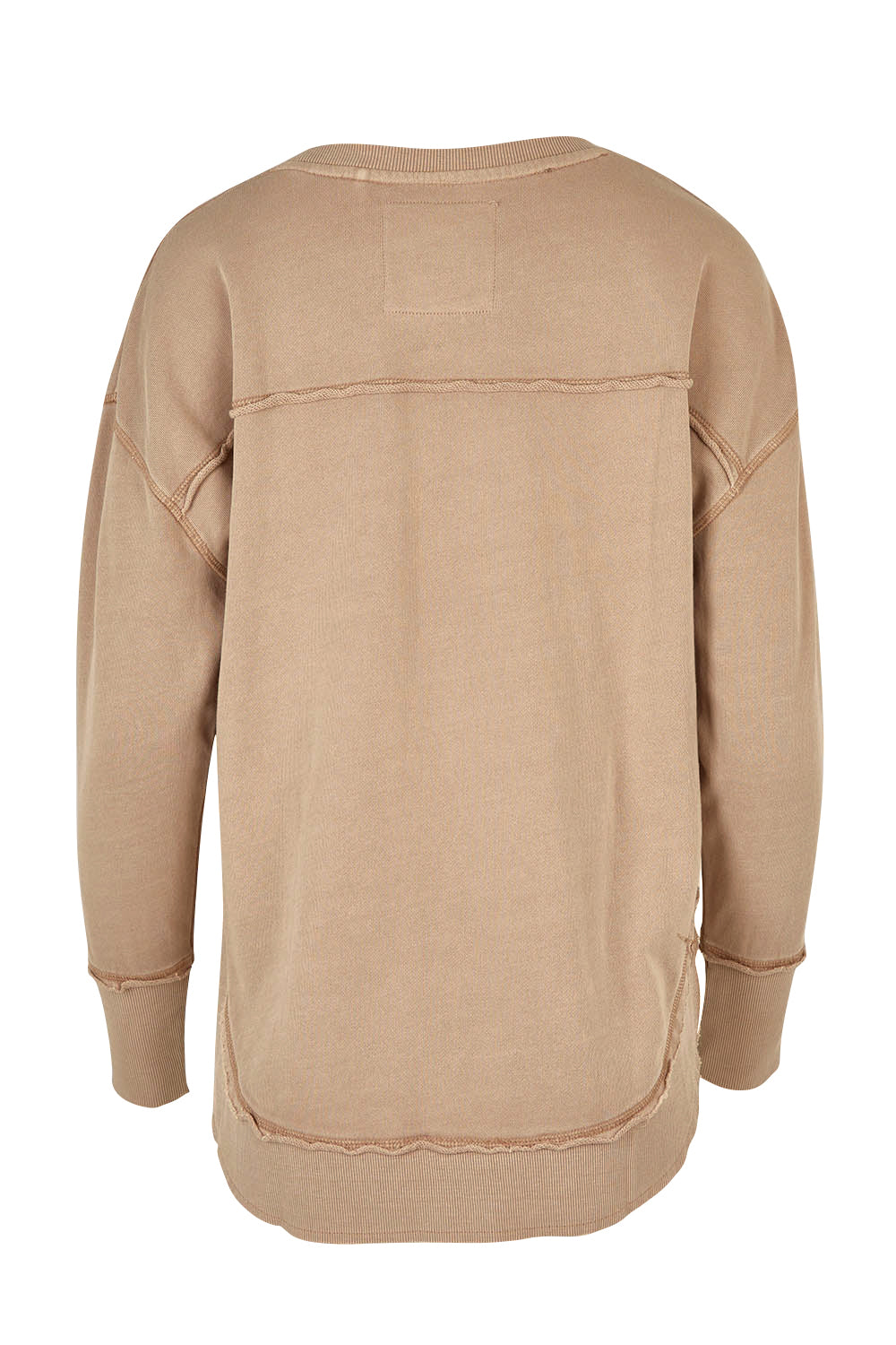 Product shot of the Elements Simplified Cotton Crew in colour Oat, from the back