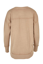 Product shot of the Elements Simplified Cotton Crew in colour Oat, from the back