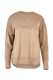 Product shot of the Elements Simplified Cotton Crew in colour Oat, from the front