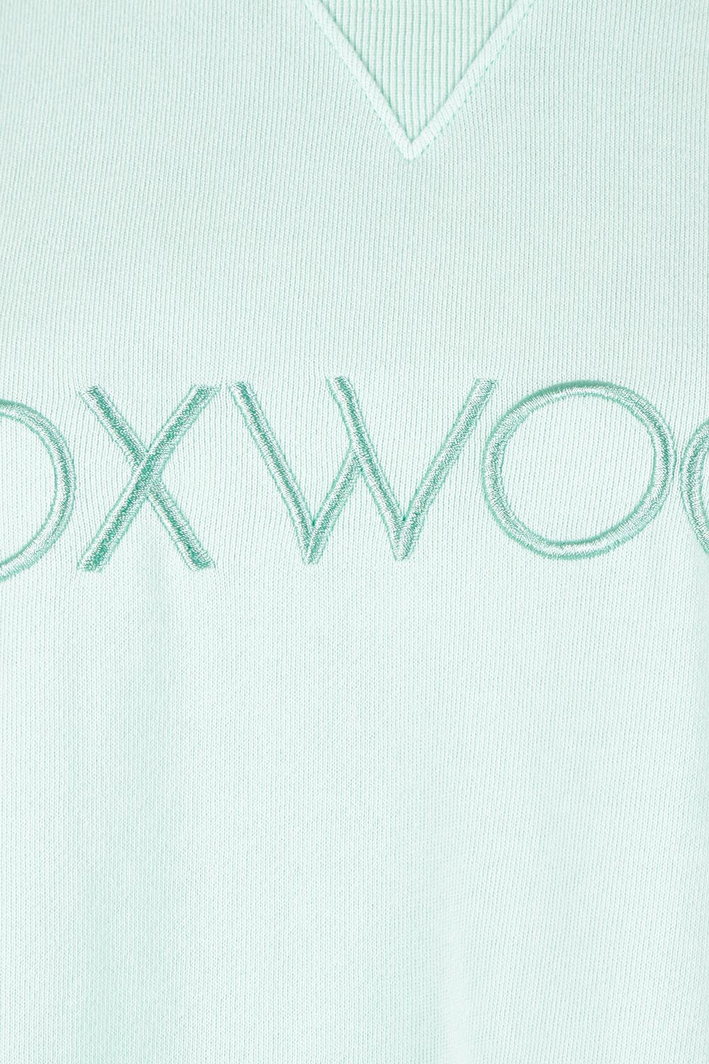 Product shot of the Elements Simplified Cotton Crew – Palemint in colour Palemint, showing detail