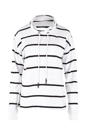 Product shot of the Elements Stripe Funnel Crew in colour Stripe (White), from the front