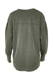 Product shot of the Elements Washed Simplified Crew in colour Khaki (Green), from the back