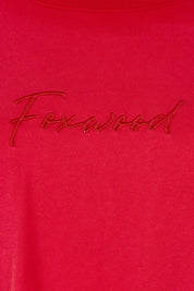 Product shot of the Elements Signature Cotton Tee in colour Crimson (Red), detail