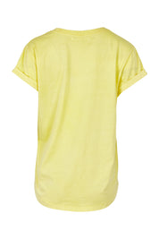 Product shot of the Elements Signature Cotton Tee in colour Lemon, from the back