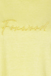 Product shot of the Elements Signature Cotton Tee in colour Lemon, detail