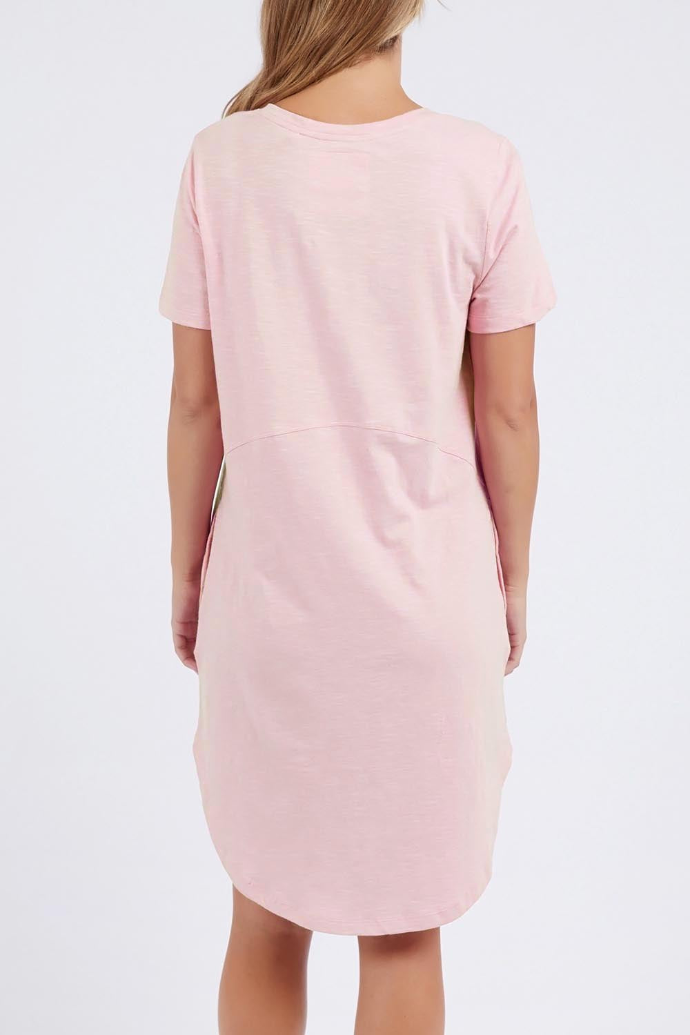 Model Genericm wearing size sample of the Elements Bay Cotton Dress – Ballerinap in colour Ballerinap, from the back