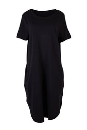 Product shot of the Elements Bay Cotton Dress in colour Black (Black), from the front