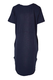 Product shot of the Elements Bay Cotton Dress in colour Sapphire (Blue), from the back