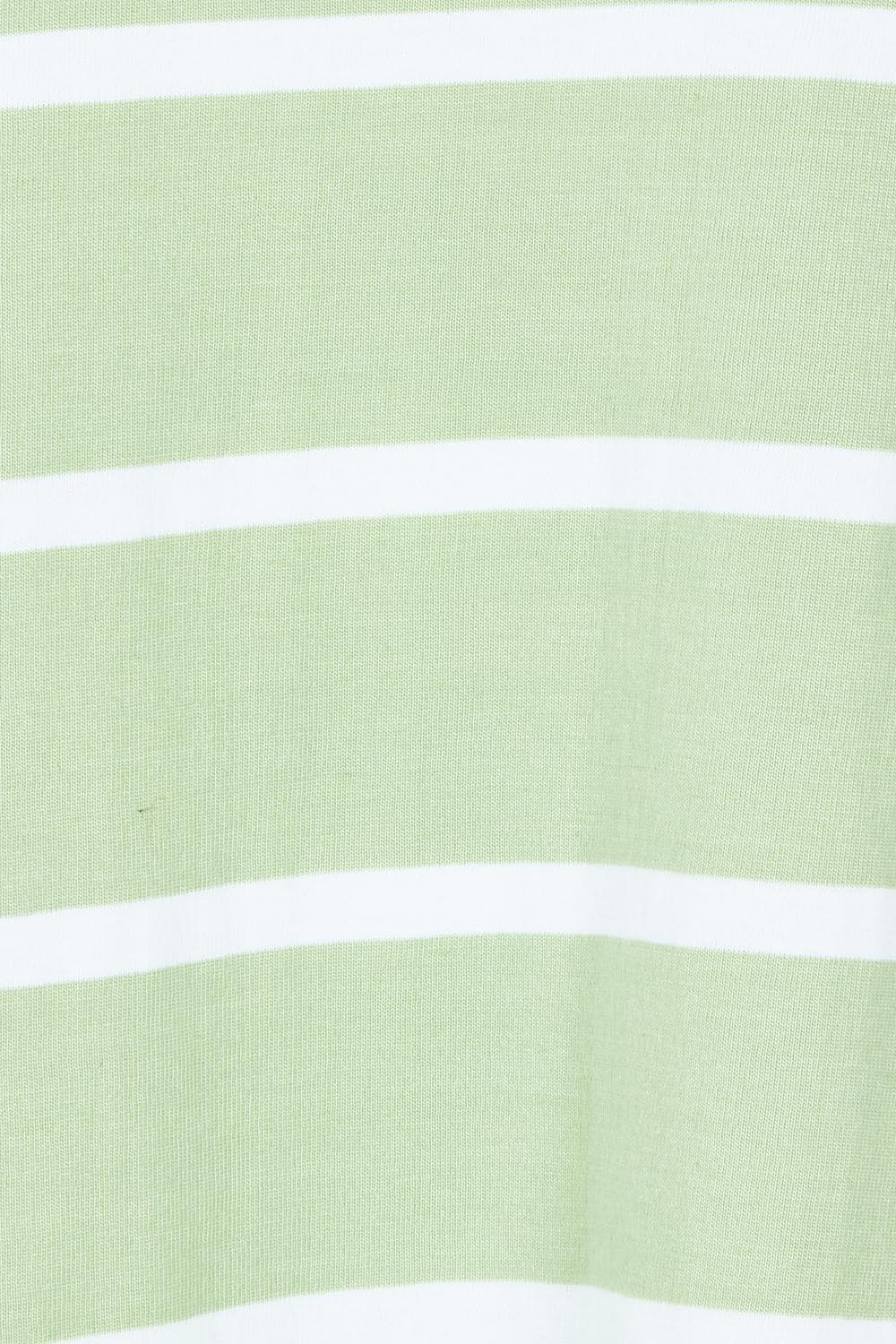 Product shot of the Elements Manly Stripe Cotton Tee in colour Mintwhite (Green), detail