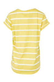 Product shot of the Elements Manly Stripe Cotton Tee in colour Sunshwhite, from the back