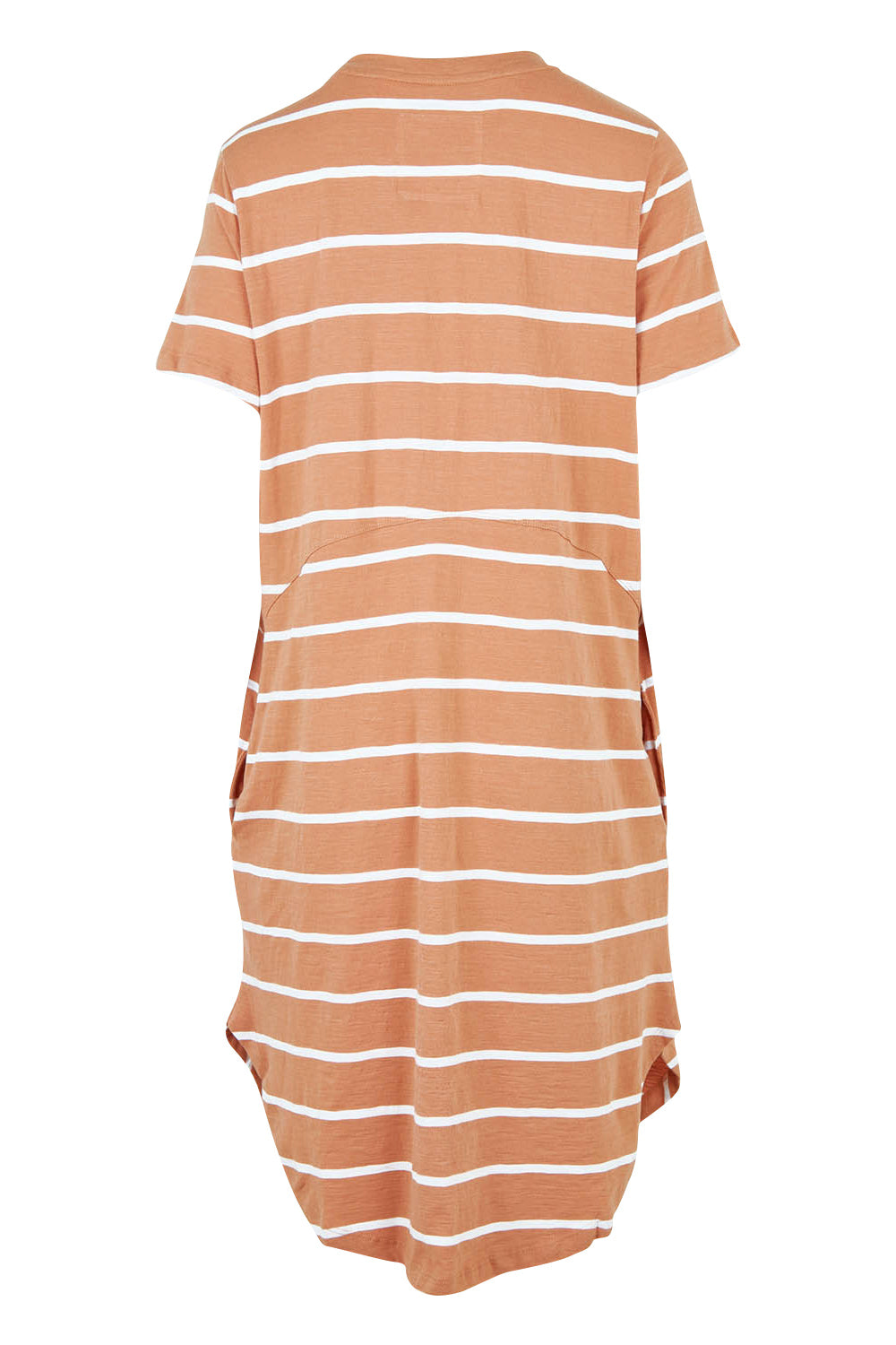 Product shot of the Elements Bay Stripe Dress in colour Claywhite, from the back