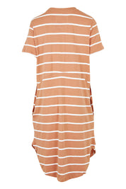Product shot of the Elements Bay Stripe Dress in colour Claywhite, from the back