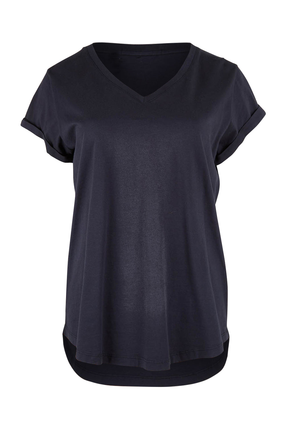 Product shot of the Elements Manly Cotton Vee Tee in colour Black (Black), from the front