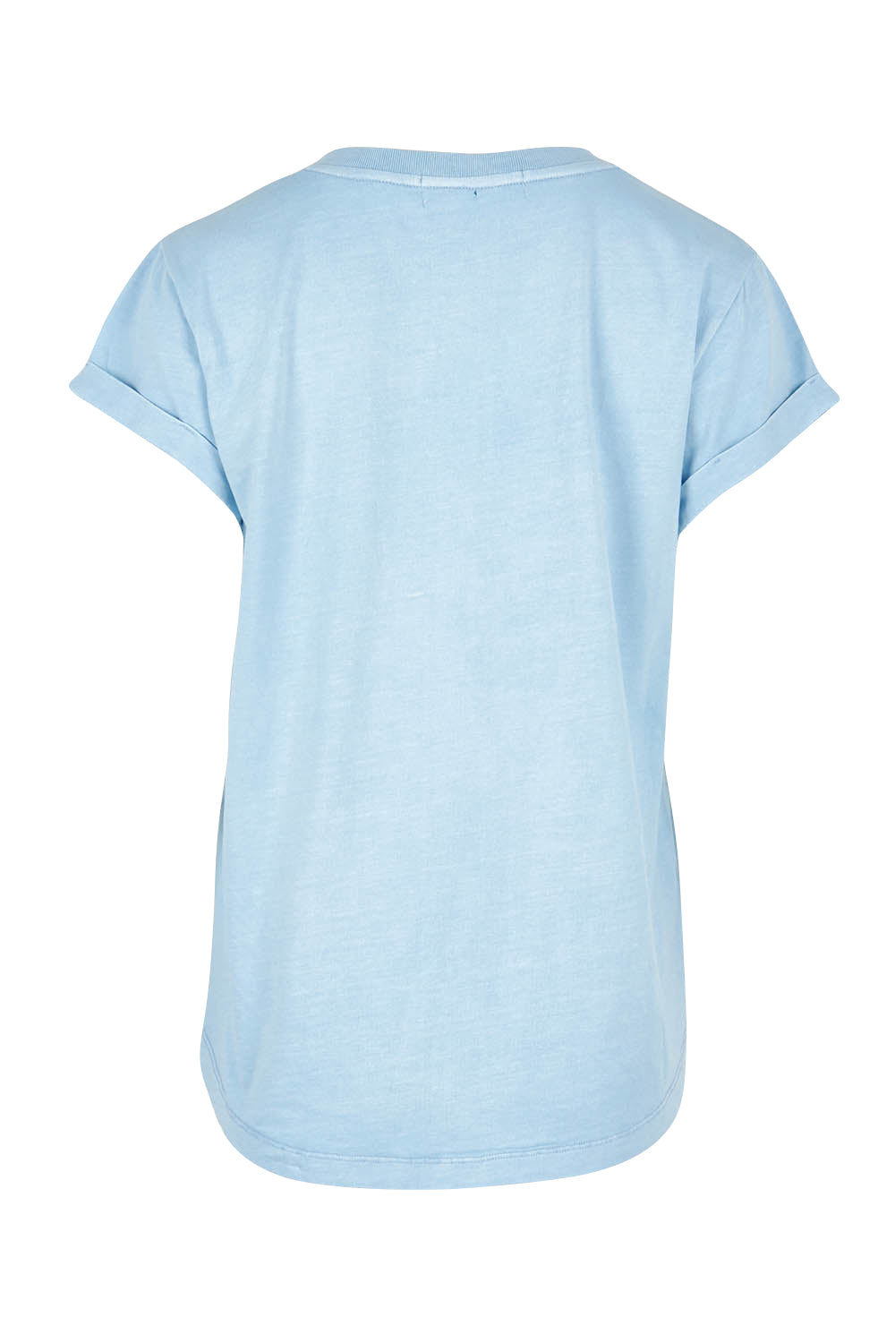 Product shot of the Elements Manly Cotton Vee Tee in colour Bluebelle (Blue), from the back