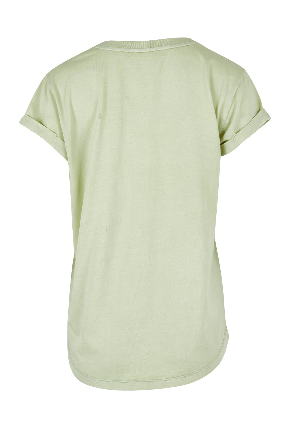 Product shot of the Elements Manly Cotton Vee Tee in colour Foggreen (Green), from the back