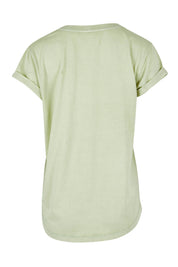 Product shot of the Elements Manly Cotton Vee Tee in colour Foggreen (Green), from the back
