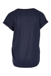 Product shot of the Elements Manly Cotton Vee Tee in colour Navy (Blue), from the back