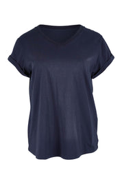 Product shot of the Elements Manly Cotton Vee Tee in colour Navy (Blue), from the front